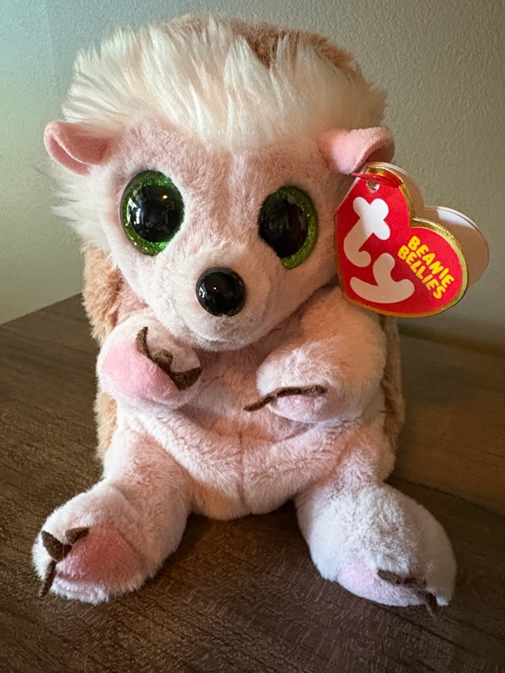Ty Beanie Bellie’s Bumper Pink Hedgehog Plush with Green Eyes with Tag